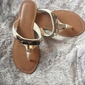 BCBGeneration White Leather Thong Sandal